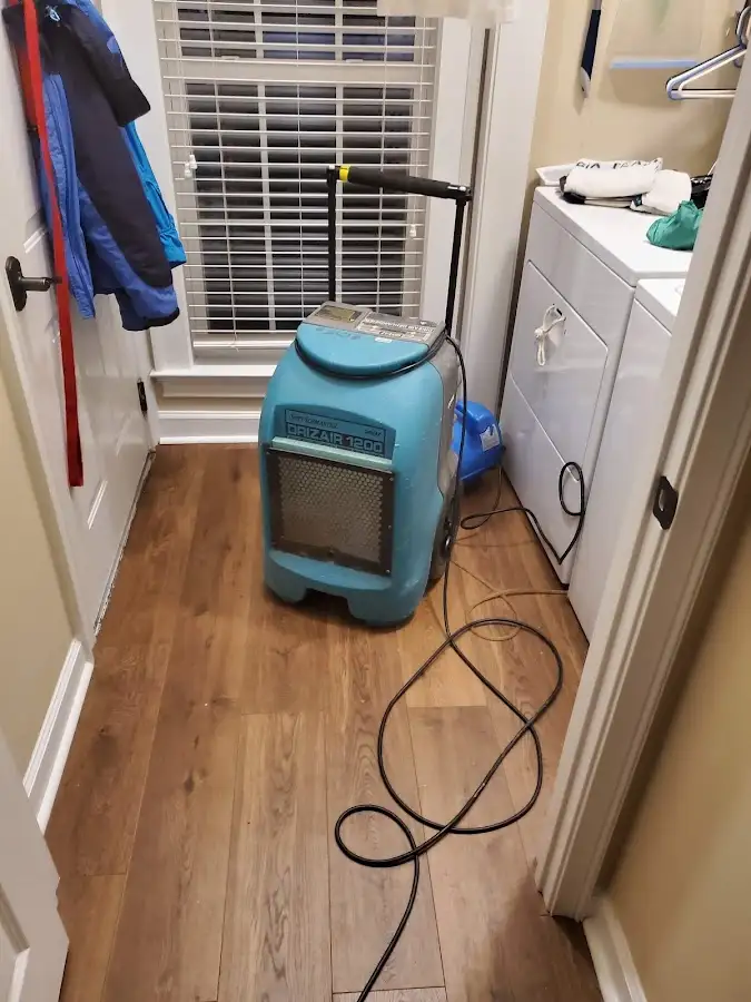Commercial dehumidifier deployed for Flood Damage Cleanup in Yorktown